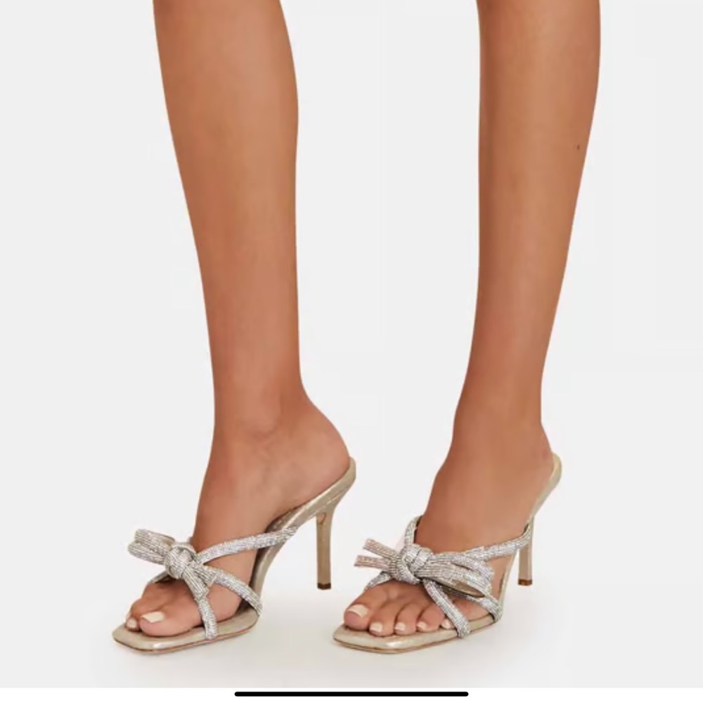 Loeffler Randall Metallic Gold Knotted Strappy Heeled Sandals